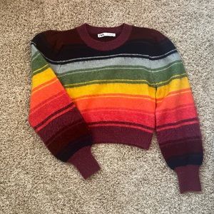 Zara rainbow stripe cropped sweater
